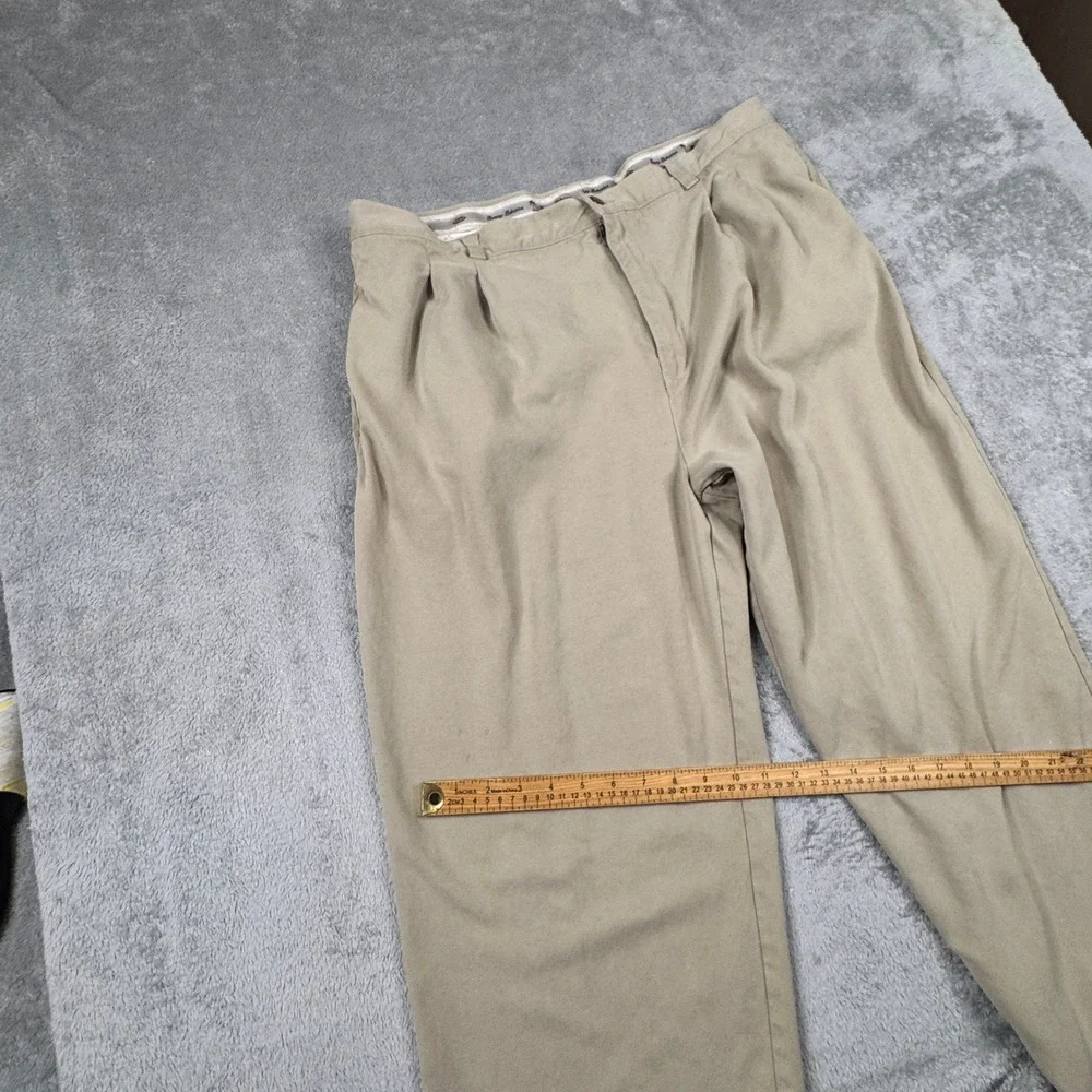 Tommy‎ Bahama Mens W40in. x L28in. 100% Silk Pleated Relaxed Fit Khaki Tan Pants